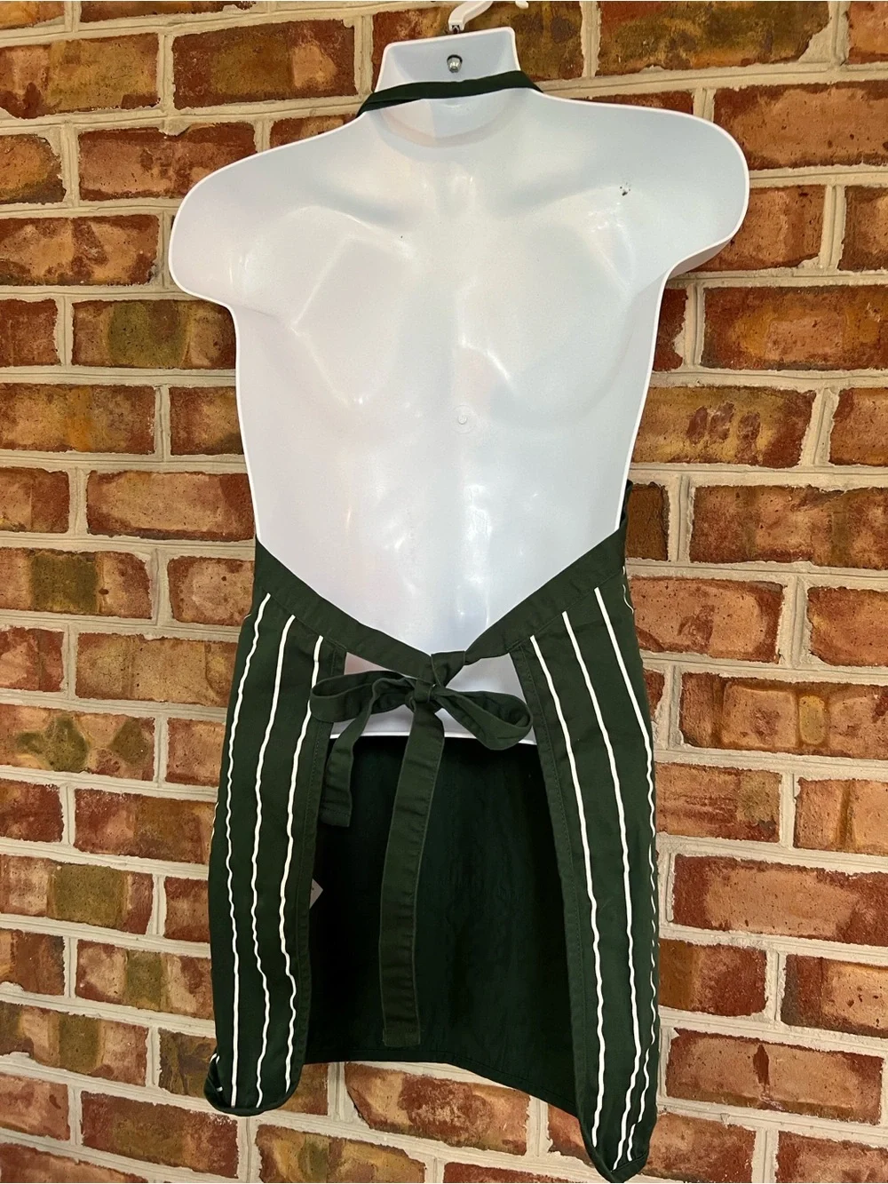 Masters Golf Dark Green Pinstripe Apron with Yellow & Red Golf Emblem